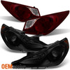 Fits 11-13 Sonata Black Smoke Headlights + Dark Red Tail Lights Replacement Set