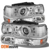 Fits 99-02 Silverado Chrome Halo Projector LED Headlights+ Amber Bumper Signal