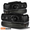 Fits Smoke 99-02 Silverado Halo Projector LED Headlights+Smoke LED Bumper Signal