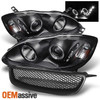 Fits Black 03-04 Toyota Corolla Halo Projector LED Headlights+Black Front Grille