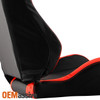 For Black/Red Carbon Style PU Leather Reclinable Racing Seat Pair Set L+R w/Slider