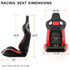 For Black/Red Carbon Style PU Leather Reclinable Racing Seat Pair Set L+R w/Slider