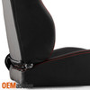 For Red Stitches Style Suede/PU Leather Reclinable Racing Seat Pair Set L+R w/Slider