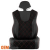 For Red Stitches Style Suede/PU Leather Reclinable Racing Seat Pair Set L+R w/Slider