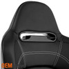 For White Stitches Style Black PU Leather Reclinable Racing Seat Pair L+R w/Slider