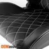 For White Stitche Black Carbon Style PU Leather Reclinable Racing Seat Pair w/Slider