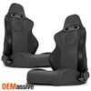 For Black Premium PU Leather Reclinable Left+Right Side Racing Seat Kit With Slider