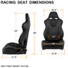 For Black Premium PU Leather Reclinable Left+Right Side Racing Seat Kit With Slider