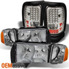 Fit 1999 2000 2001 2002 Dodge Ram Sport Pickup Headlights+LED Tail Lights