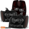 Fit 2007-2013 Chevy Avalanche Black Smoked Headlights+Dark Red Tail Lights Lamps