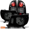 Fits 05-11 Toyota Tacoma Pickup Truck Black Smoked Headlights+Blk LED Tail Light