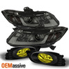 Fits Smoked 12-15 Civic 4Dr Tube DRL LED Projector Headlights+Yellow Fog Lights