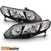 Fit 2006-2011 Honda Civic 4 Doors Sedan Left+Right Black Replacement Headlights
