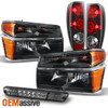 Fit 04-12 Colorado Canyon Black Headlights+Tail Lights+Smoke LED 3rd Brake Light