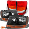 Fit 99-04 Grand Cherokee Black Amber Headlights + Red Tail Lights Replacement