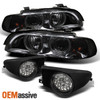 Fits Smoked 97-00 E39 5-Series Halo Projector Headlights+LED Fog Lights W/Switch