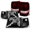 Fit 1993-1997 Ford Ranger Black Headlights+Corner Signal+Dark Red Tail Lights