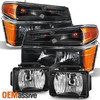 Fit 2004-2012 Chevy Colorado GMC Canyon Pickup Black Headlights + Fog Lights