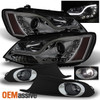 Fits Smoked 11-18 Jetta LED Tube Projector Headlights+Smoked Fog Lights W/Switch