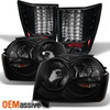 Fit 2005-2006 Jeep Grand Cherokee Black Smoked Headlights+LED Tail Brake Lights