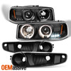 For 01-06 Sierra Yukon XL Denali Black Halo LED Headlights + Bumper Signal Light