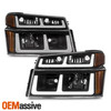 For 2004-2012 Chevy Colorado/GMC Canyon Black Headlights Pair w/LED Tube DRL