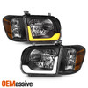 For 05-06 Toyota Tundra CrewCab Black Headlight w/LED DRL Switchback Turn Signal