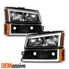 For 2003-2006 Chevy Silverado 1500HD / 2500HD / 3500 Black Headlights+LED Bumper