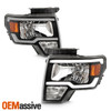 For 2009-2014 Ford F150 Black Headlights w/ LED Greeting DRL Sequential Signal