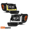 For 2001-2004 Toyota Tacoma Black Headlight w/LED Greeting DRL Sequential Signal