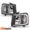 For 07-13 Chevy Silverado 1500/2500HD/3500HD Black Headlights w/ LED DRL Running
