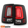 Fit 09-18 Dodge Ram 1500 2500 3500 [RED LED Tube] Running Black Tail Lights Pair