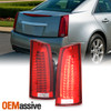 For 2008-2013 Cadillac CTS Sedan Chrome Red Tail Lights Pair w/ LED Running Lamp