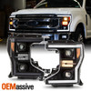 For 2020-2022 Ford F250 F350 SuperDuty Projector Black Headlights w/LED Tube DRL