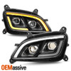 For 2011-2021 Peterbilt 579 587 Dual Projector Headlight w/DRL Sequential Black