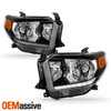 For 2014-2017 Toyota Tundra Halogen Black Headlights Pair Left+Right w/ LED DRL