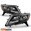For 2013-2016 Nissan Pathfinder [Halogen Type] Black Headlights Pair Left+Right