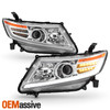 For 11-17 Honda Odyssey Projector Headlight w/LED Strip Sequential Signal Chrome