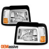 For 1992-1996 Ford Bronco F150|F250|F350 Headlights w/ LED DRL Chrome Assembly