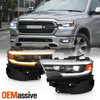 For 2019-2024 RAM 1500 Dual Projector Black Headlights Pair w/AFS LED DRL Signal