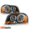 For 2003-2014 Volvo XC90 Halogen Type Black Headlights Headlamp Pair Left+Right