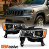 For 2017-2021 Jeep Grand Cherokee Halogen Type Projector Chrome Headlights Pair