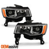 For 2017-2021 Jeep Grand Cherokee Halogen Type Projector Chrome Headlights Pair