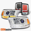 Fit 09-18 Ram LED Kit|DRL Projector Headlight + Full LED Tail Brake Lights