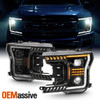 For 18-20 Ford F150 Halogen Projector Black Headlights w/ LED Sequential Signal