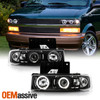For 95-05 Chevy Astro| GMC Safari LED Halo Projector Headlights Black Headlamp