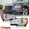 For 2011-2014 Chrysler 300 [HID W/O AFS] Chrome Projector Headlight Pair Side