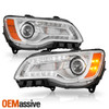 For 2011-2014 Chrysler 300 [HID W/O AFS] Chrome Projector Headlight Pair Side