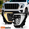 For 2025-2026 GMC Yukon XL Denali FULL LED DRL Projector Black Headlights Pair