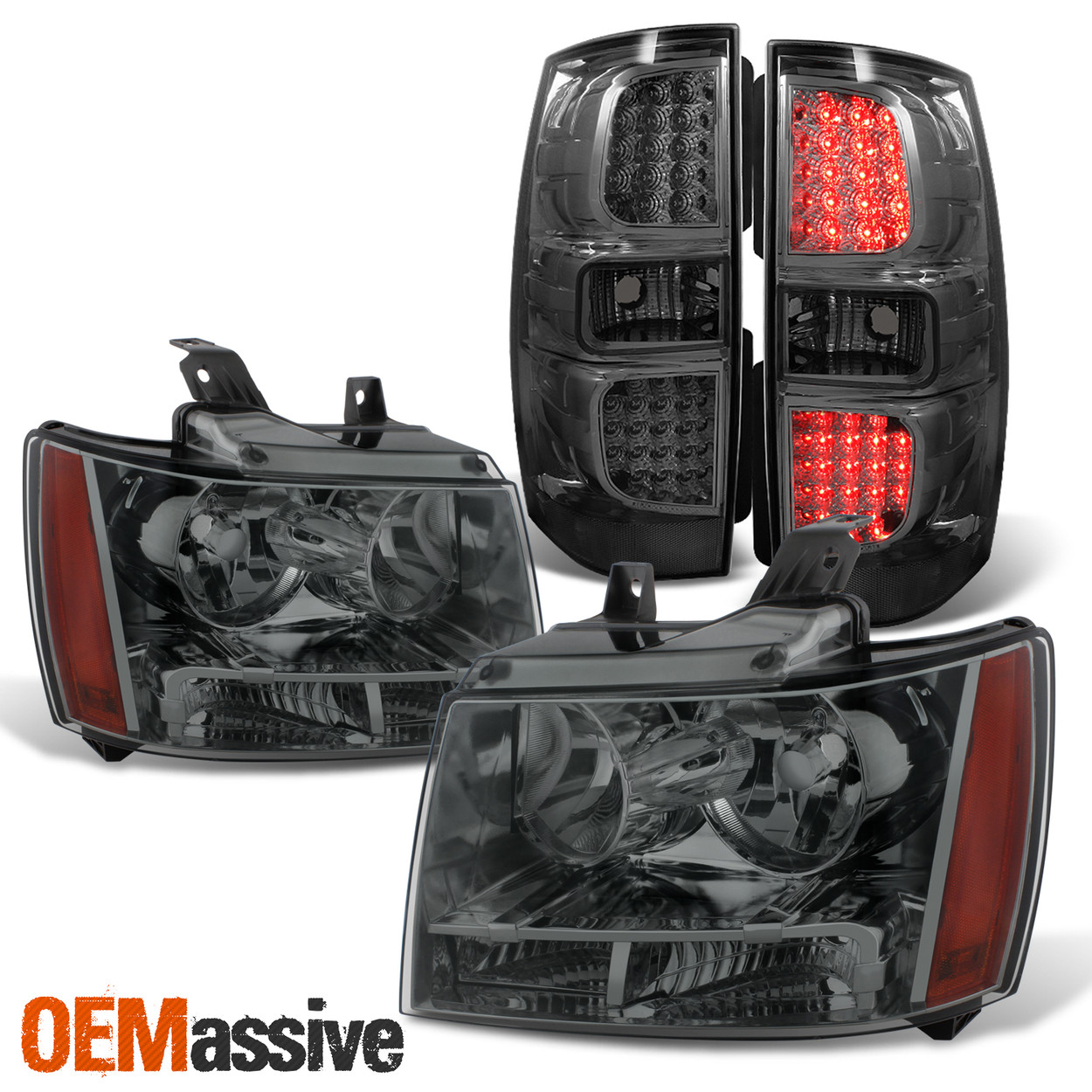 Fit 2007 2014 Chevy Suburban Tahoe Smoked Headlights Led Tail Lights Lamps Oemassive
